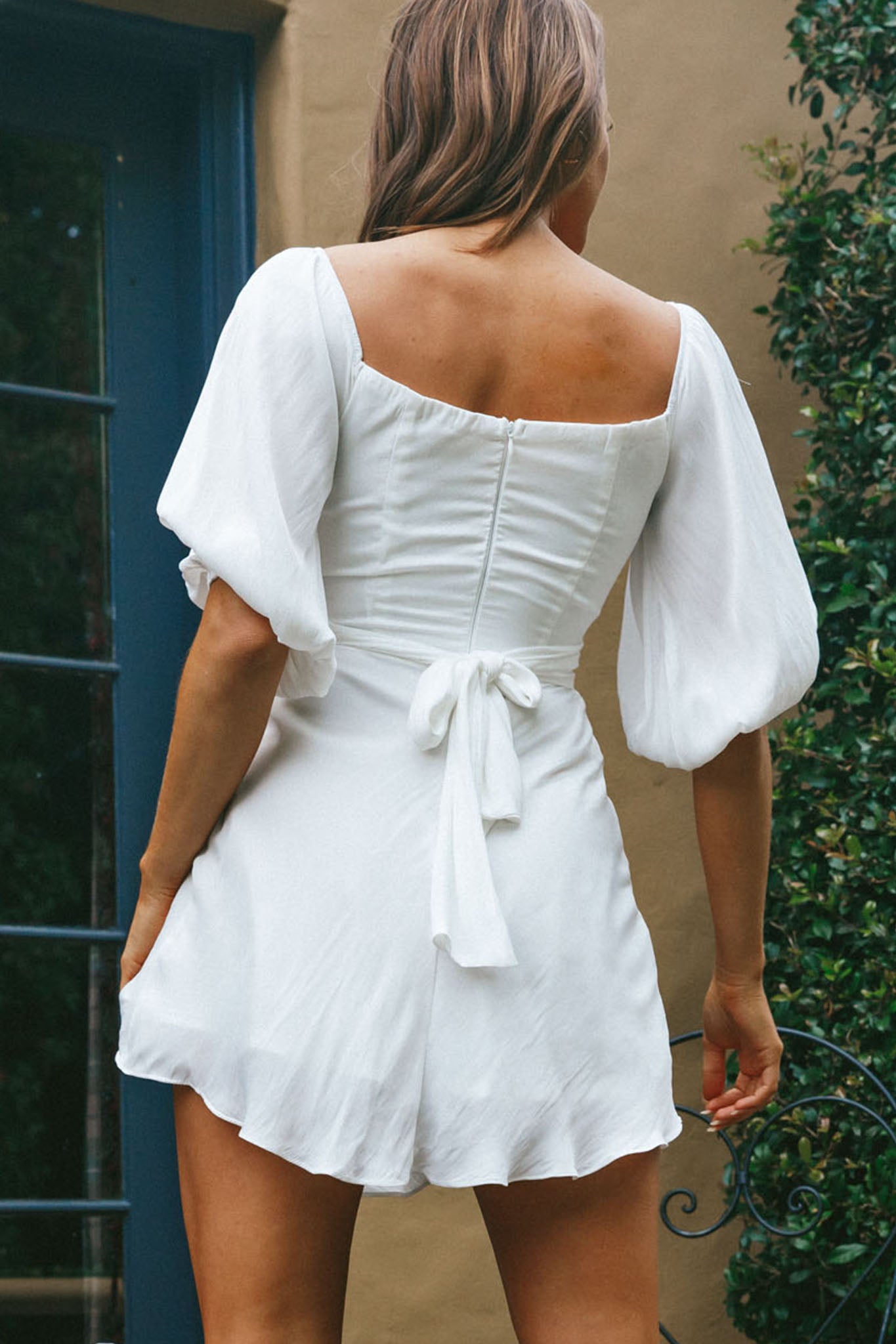 Linka On or Off-Shoulder Half Sleeve Tie-Back Dress White | Selfie
