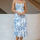Linka Cami Strap Midi Dress Marble Print Blue