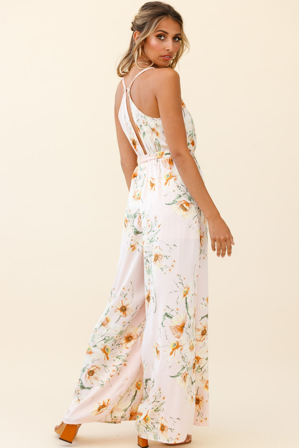 Miso Wide-Leg Cami Jumpsuit Poppy Print Pink by Selfie Leslie