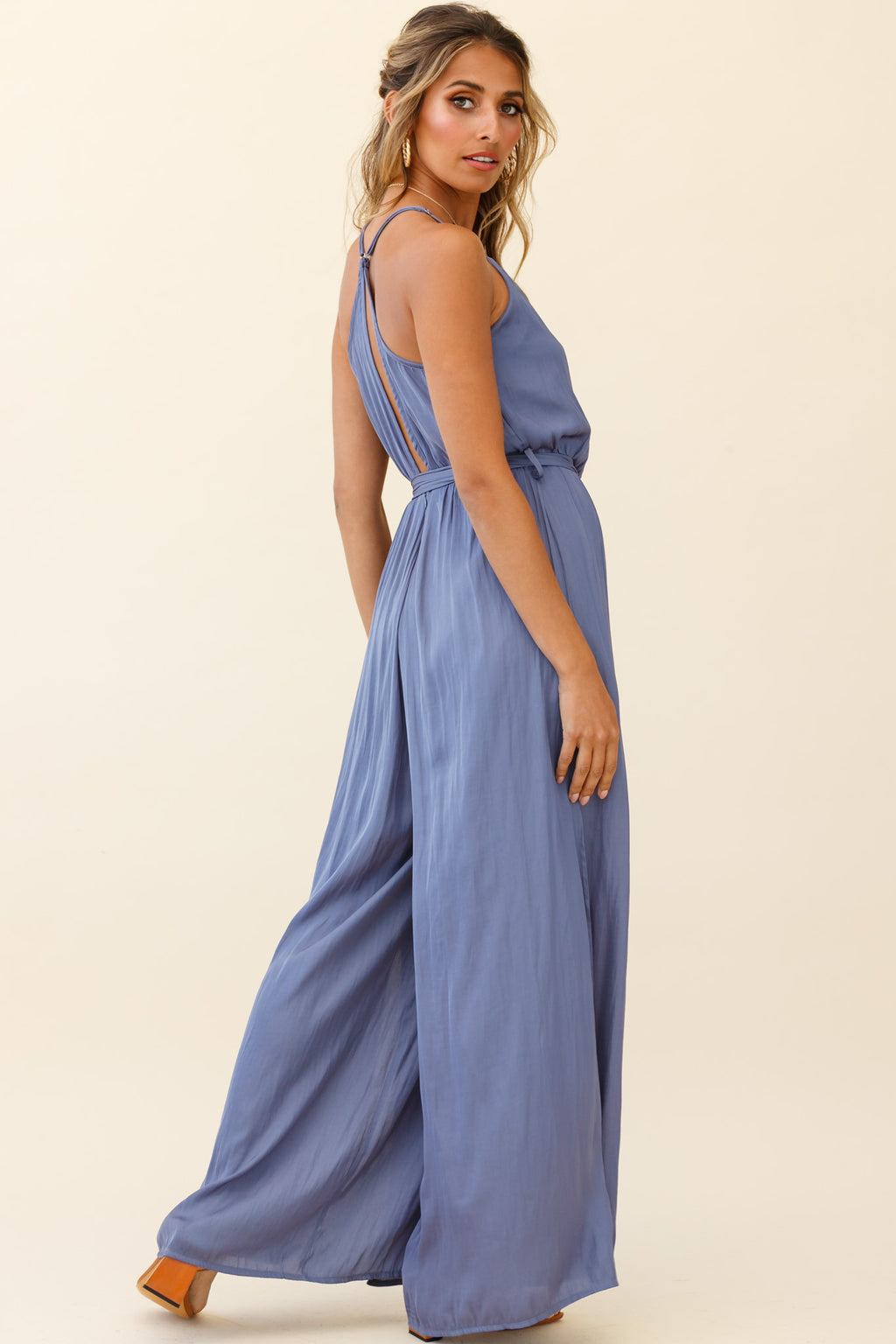 Miso Wide-Leg Cami Jumpsuit Midnight Blue by Selfie Leslie