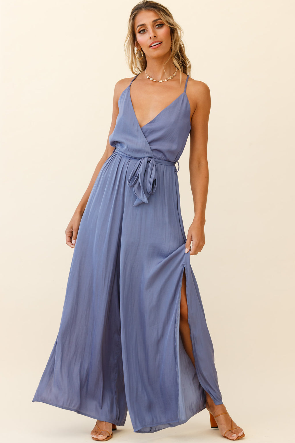 Miso Wide-Leg Cami Jumpsuit Midnight Blue by Selfie Leslie