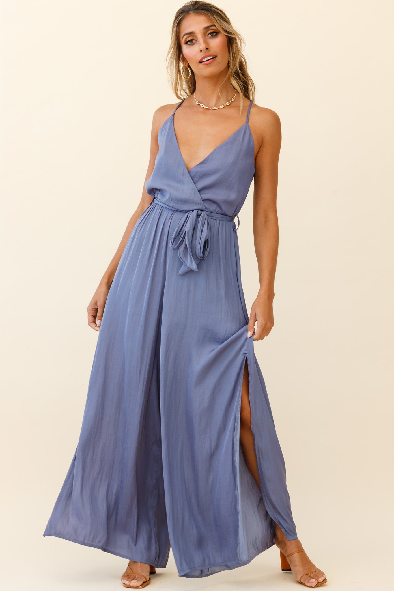 Miso Wide-Leg Cami Jumpsuit Midnight Blue by Selfie Leslie