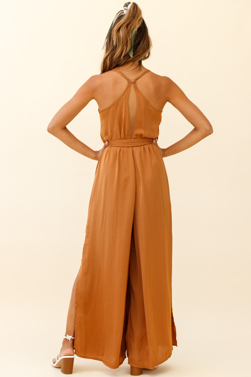 Miso Wide-Leg Cami Jumpsuit Tan by Selfie Leslie