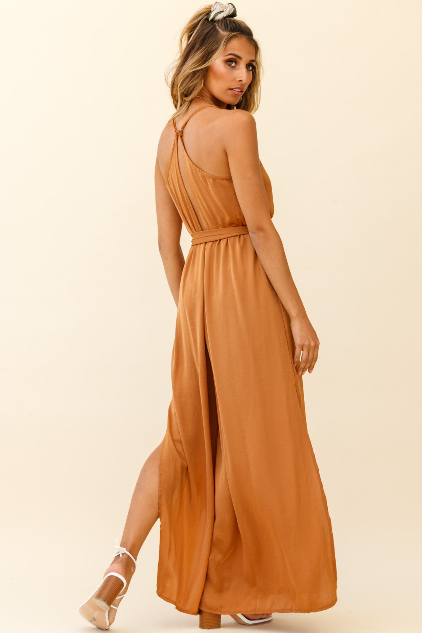 Miso Wide-Leg Cami Jumpsuit Tan by Selfie Leslie