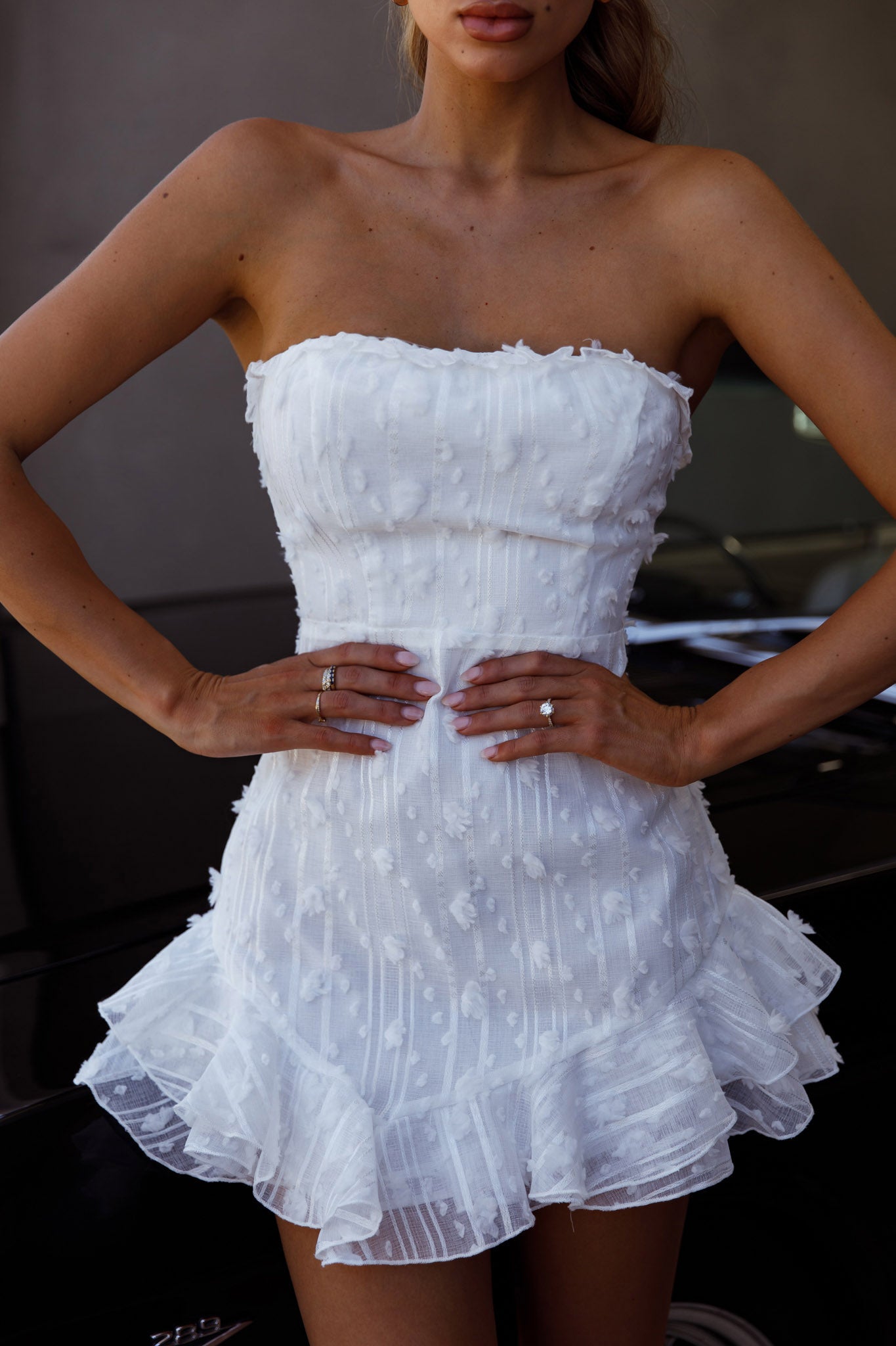 Cece Embellished Bandeau Dress White by Selfie Leslie