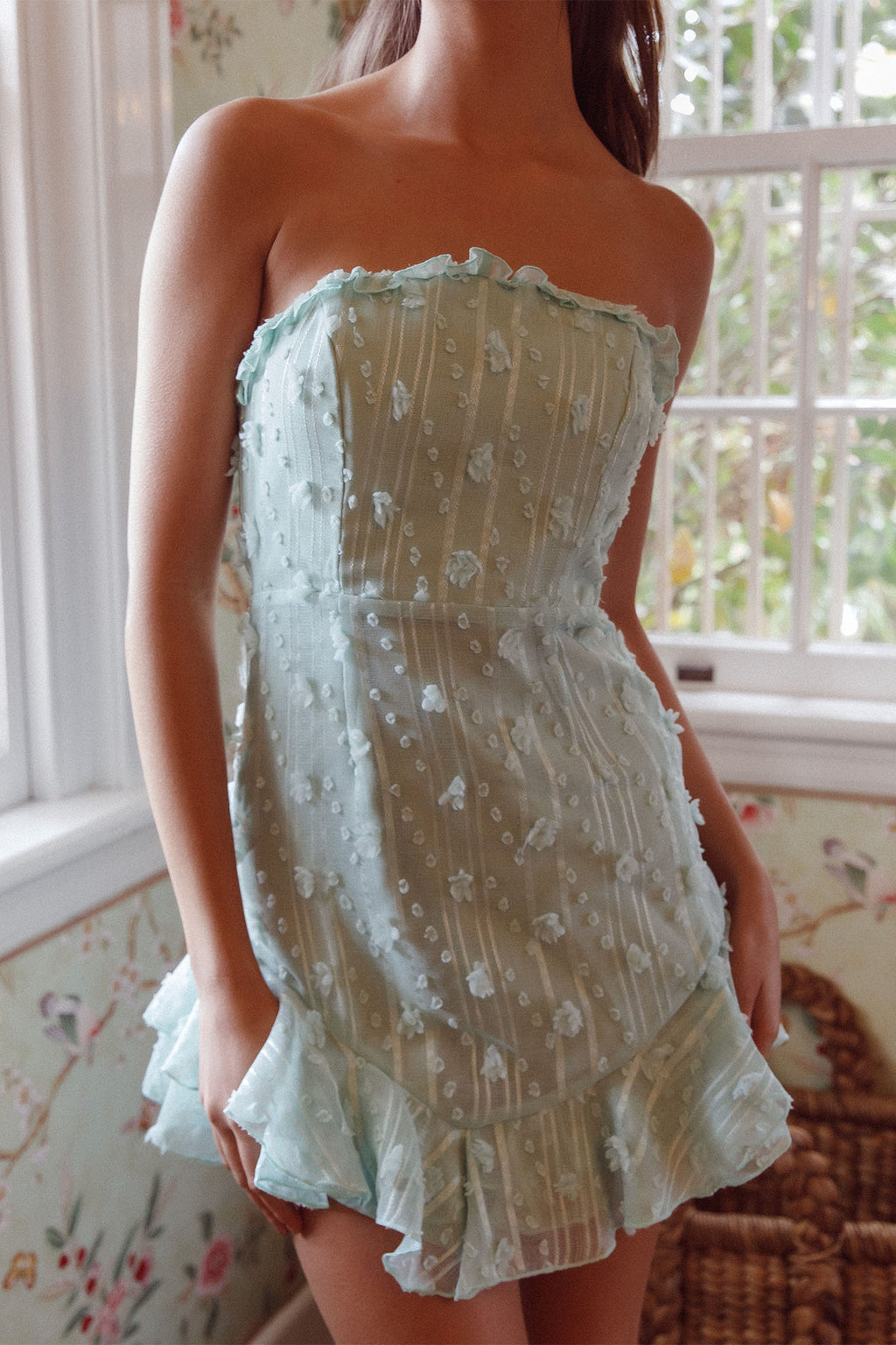 Cece Embellished Bandeau Dress Sage by Selfie Leslie