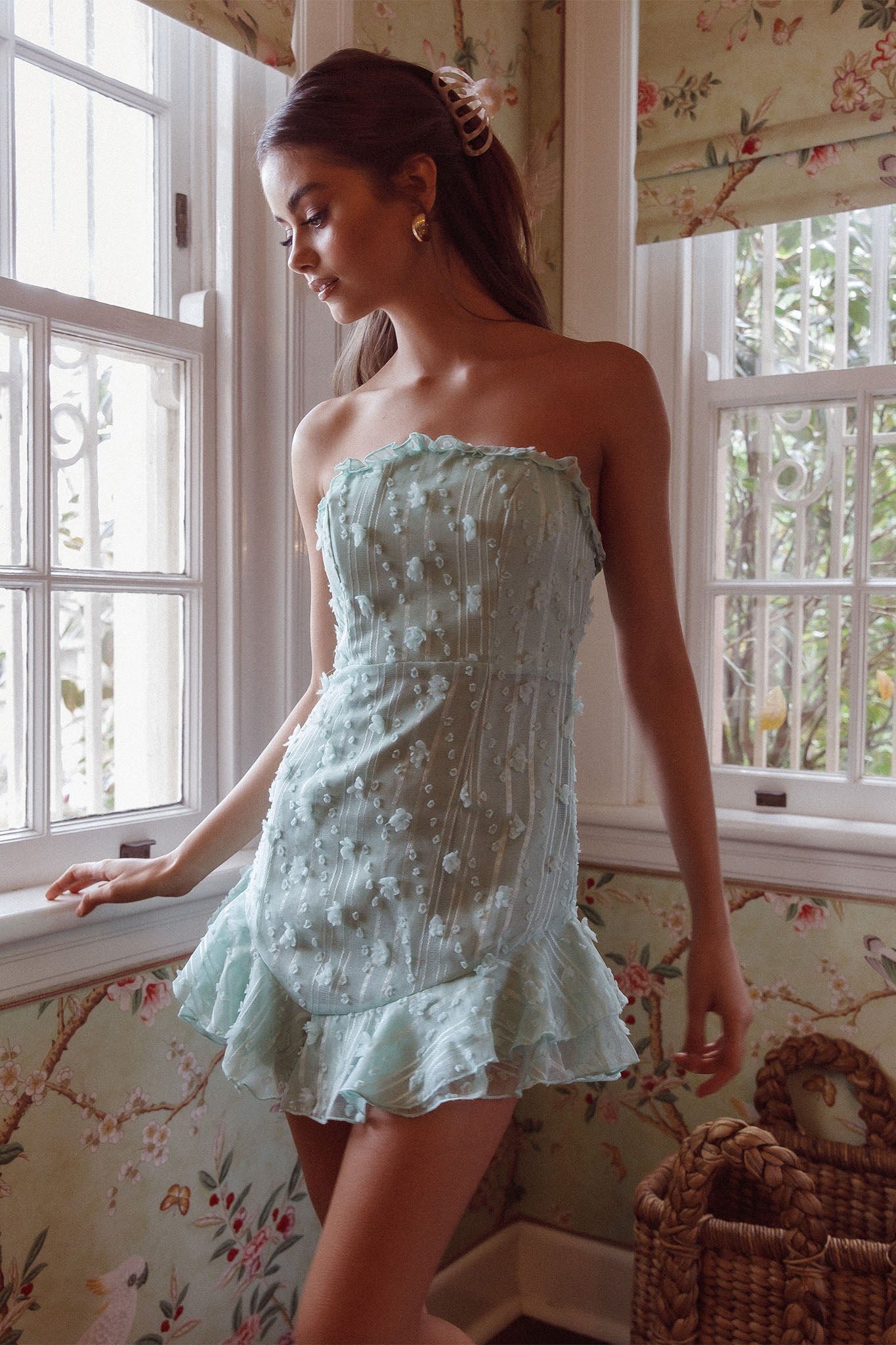 Cece Embellished Bandeau Dress Sage by Selfie Leslie