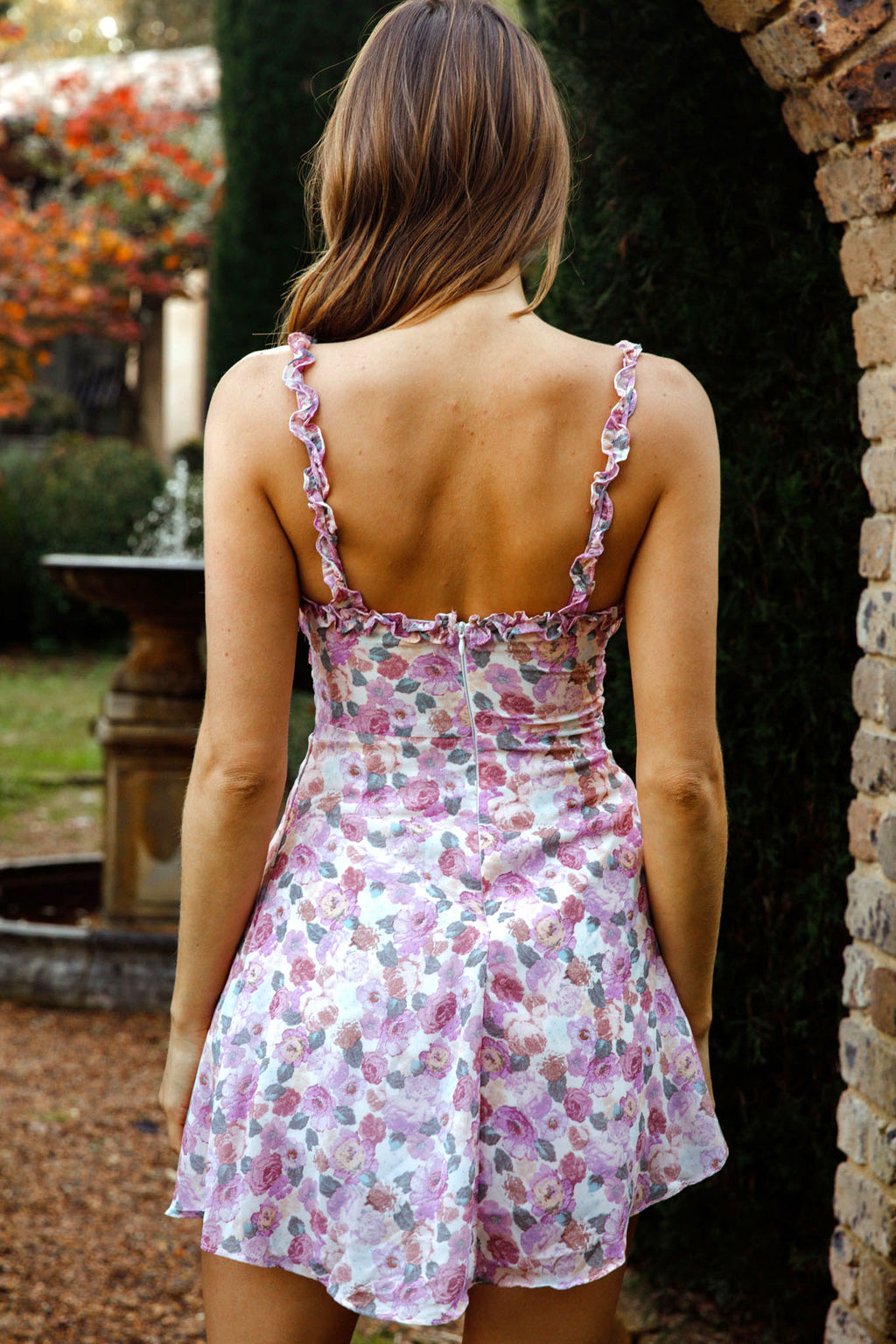 Baby Girl Gathered Bust Frill Strap Sun Dress Floral Print Lilac by Selfie Leslie