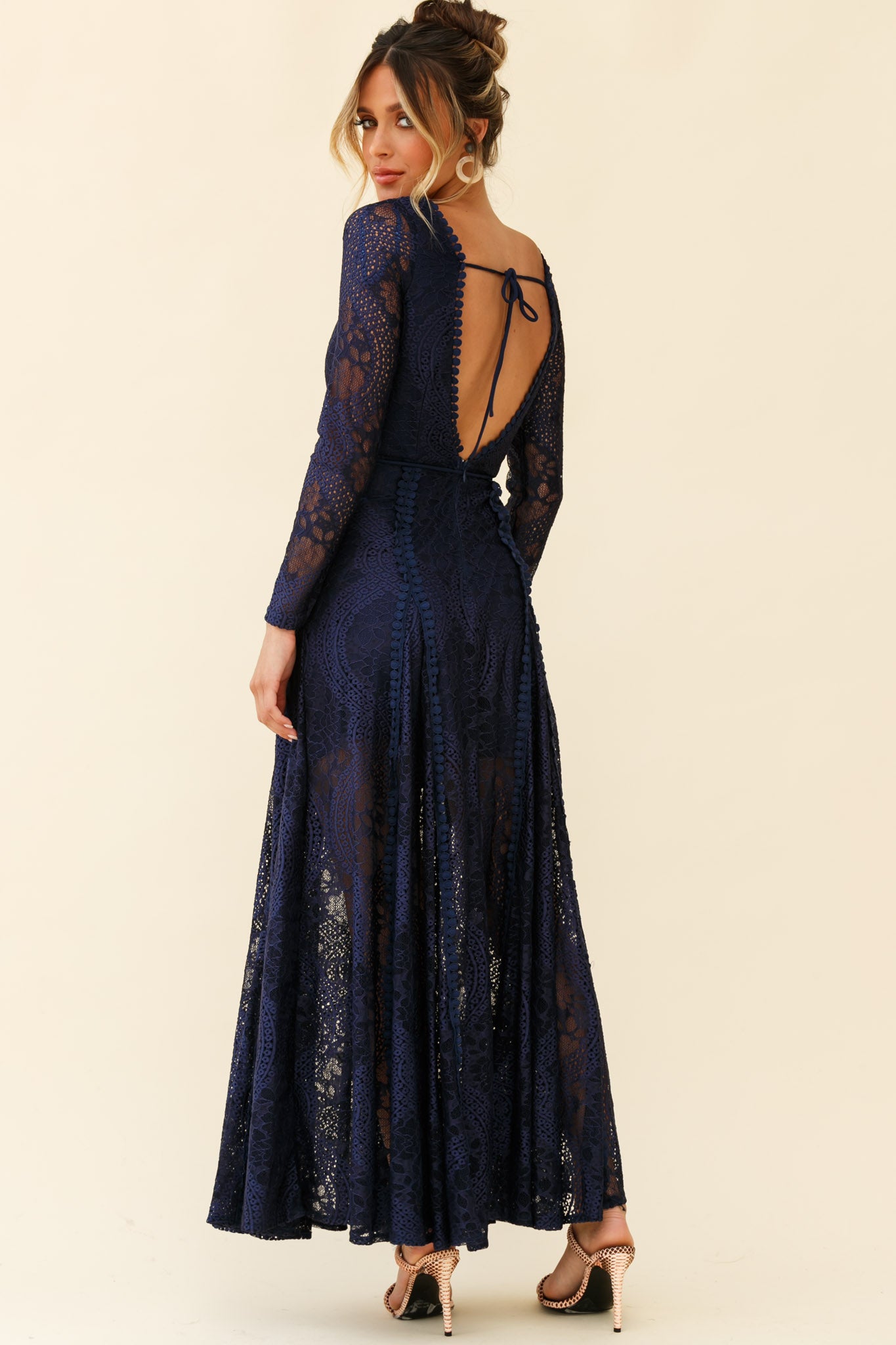 fitted lace wedding dress Awaken My Love White Long Sleeve Lace Maxi Dress – iwearmystyle main image 1
