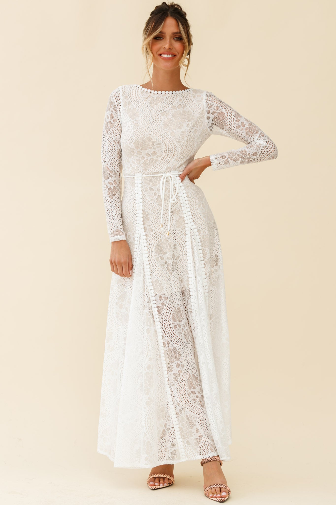 chinese dress ladies Ever-Pretty Double V Neck Lace Ruffle Sleeves Wedding Dress main image 1