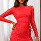 Palm Springs Long Sleeve Lace Overlay Dress Red