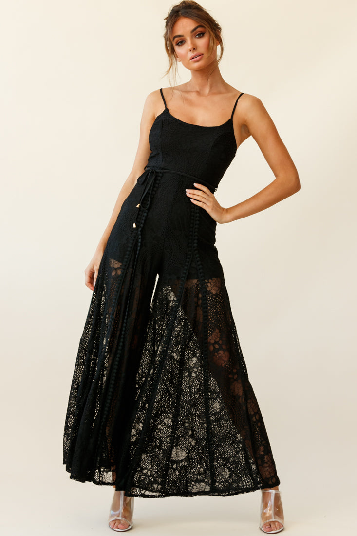 Palm Springs Lace Jumpsuit Black by Selfie Leslie