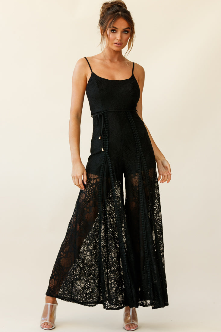 Palm Springs Lace Jumpsuit Black by Selfie Leslie
