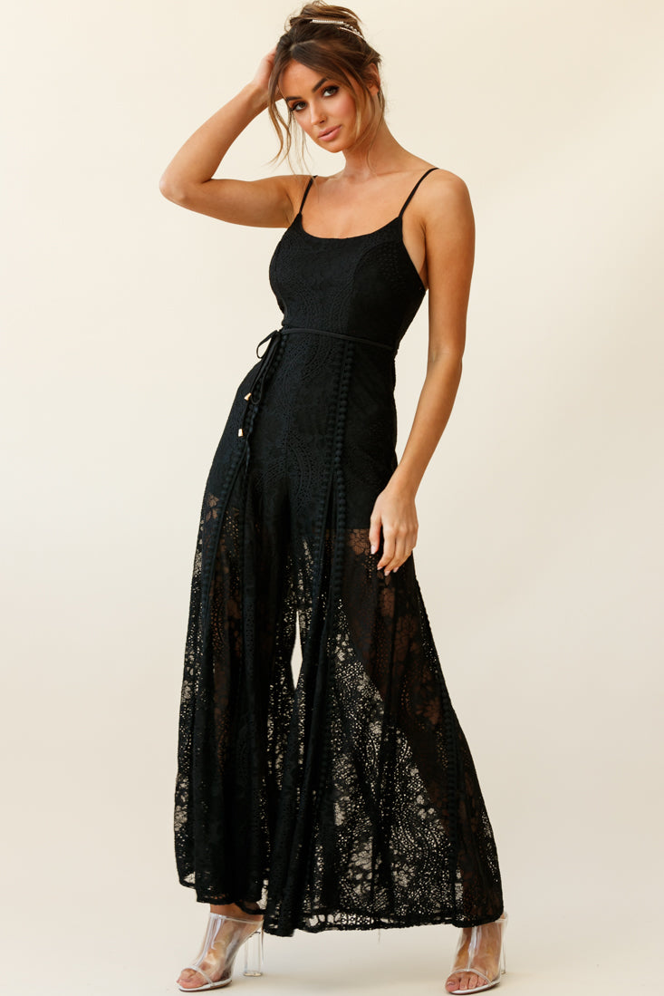 Palm Springs Lace Jumpsuit Black by Selfie Leslie