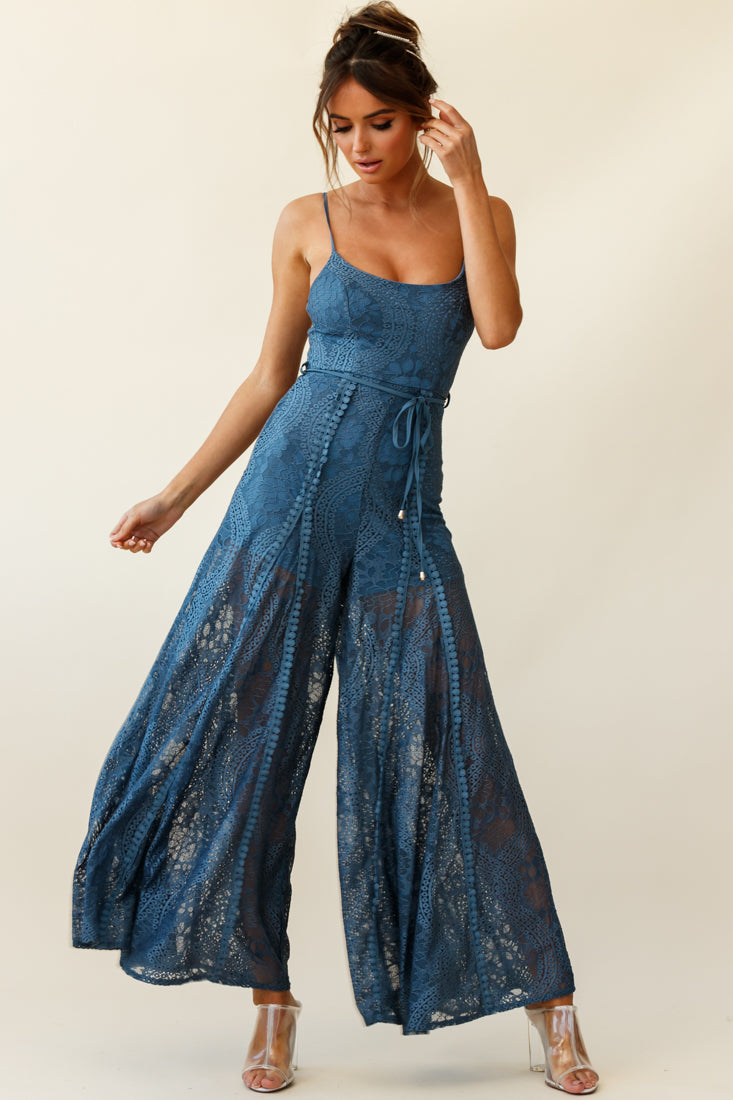 Palm Springs Lace Jumpsuit Midnight Blue by Selfie Leslie