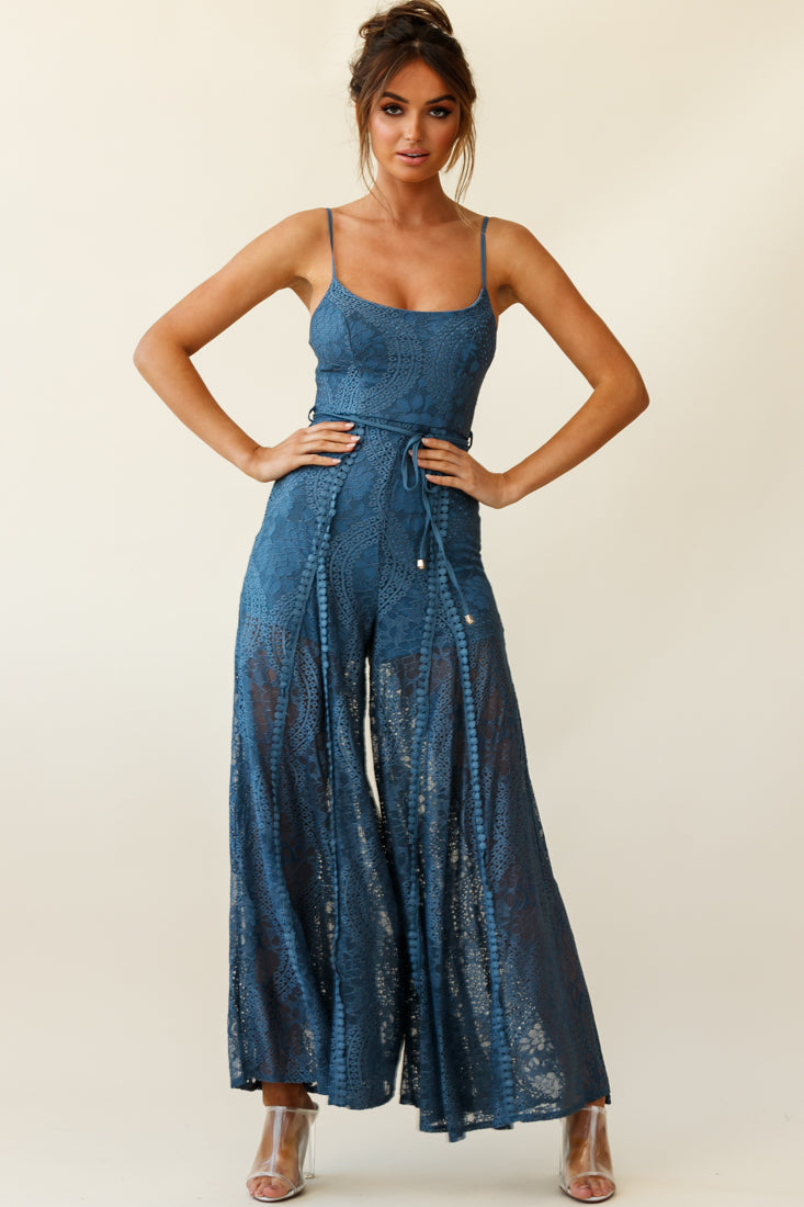 Palm Springs Lace Jumpsuit Midnight Blue by Selfie Leslie