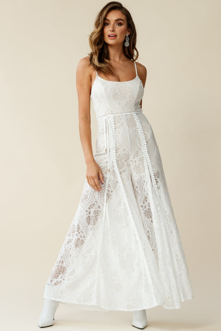 Palm Springs Lace Jumpsuit White by Selfie Leslie