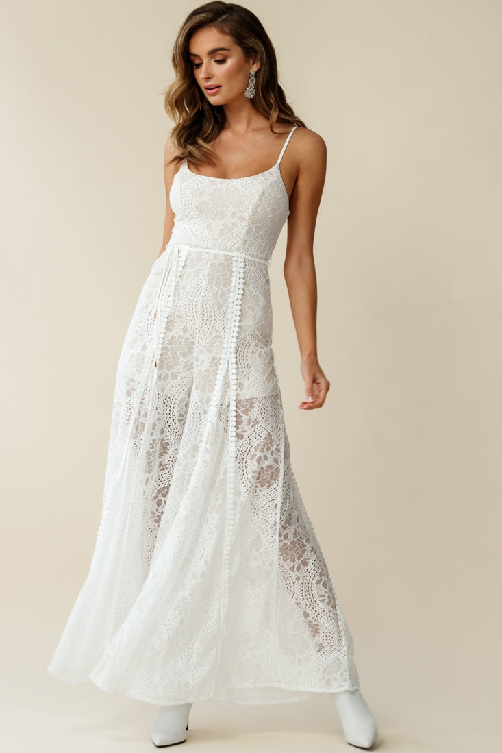 Palm Springs Lace Jumpsuit White by Selfie Leslie