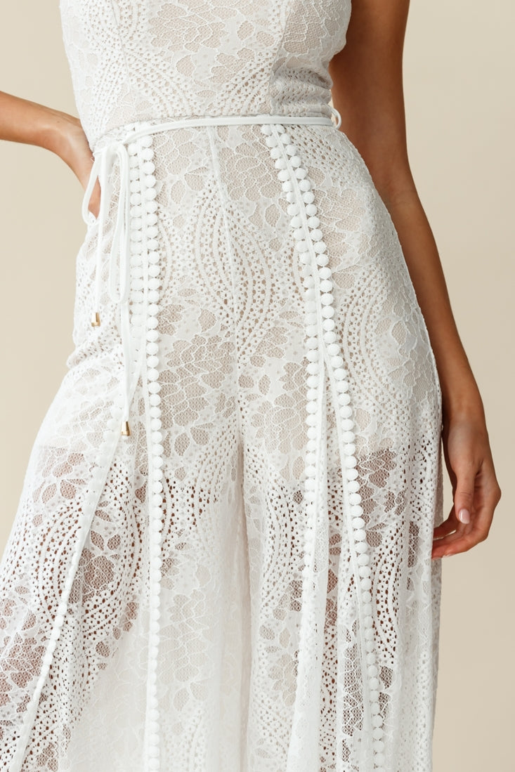 Palm Springs Lace Jumpsuit White by Selfie Leslie