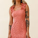Ryan Eyelet Embroidery Ruffle Shoulder Dress Rose