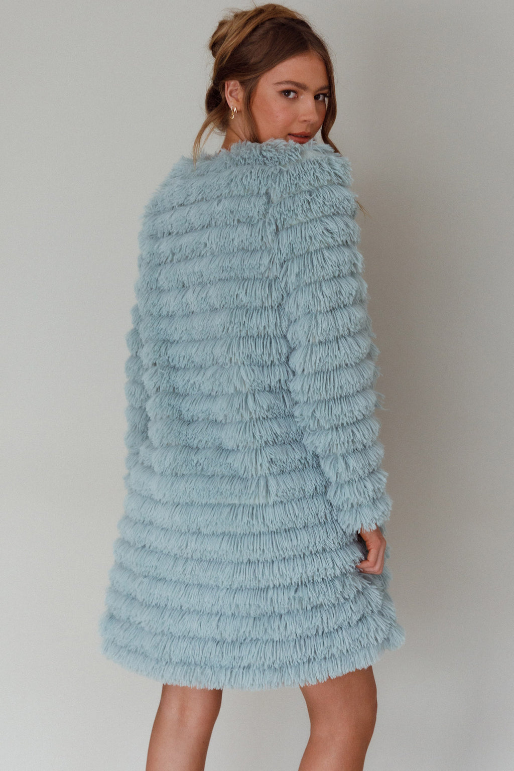 Montana Faux Fur Long Jacket Matcha by Selfie Leslie
