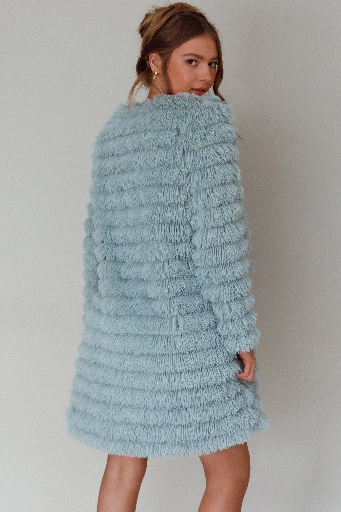 Montana Faux Fur Long Jacket Matcha by Selfie Leslie