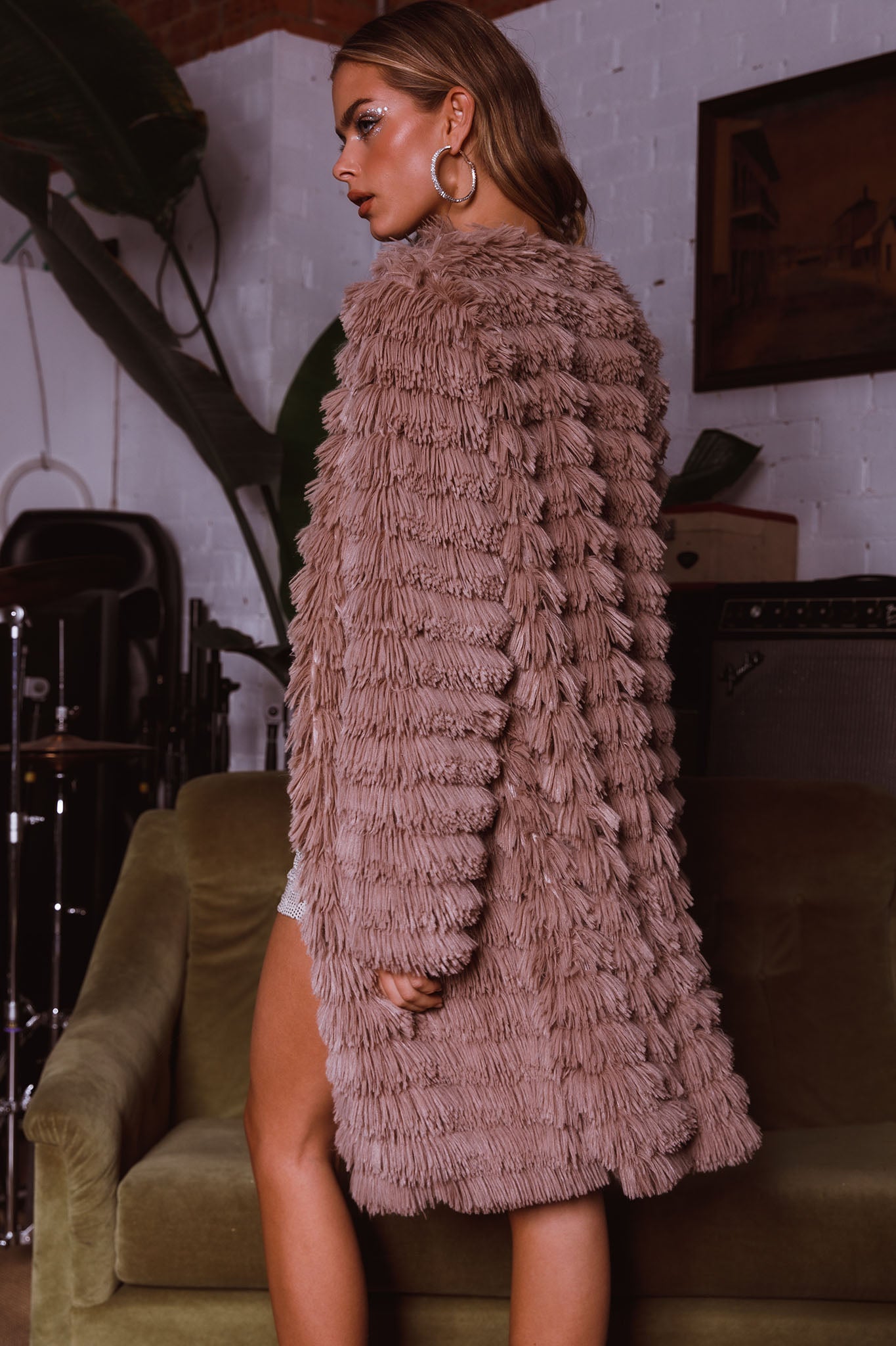 Montana Faux Fur Long Jacket Mocha by Selfie Leslie