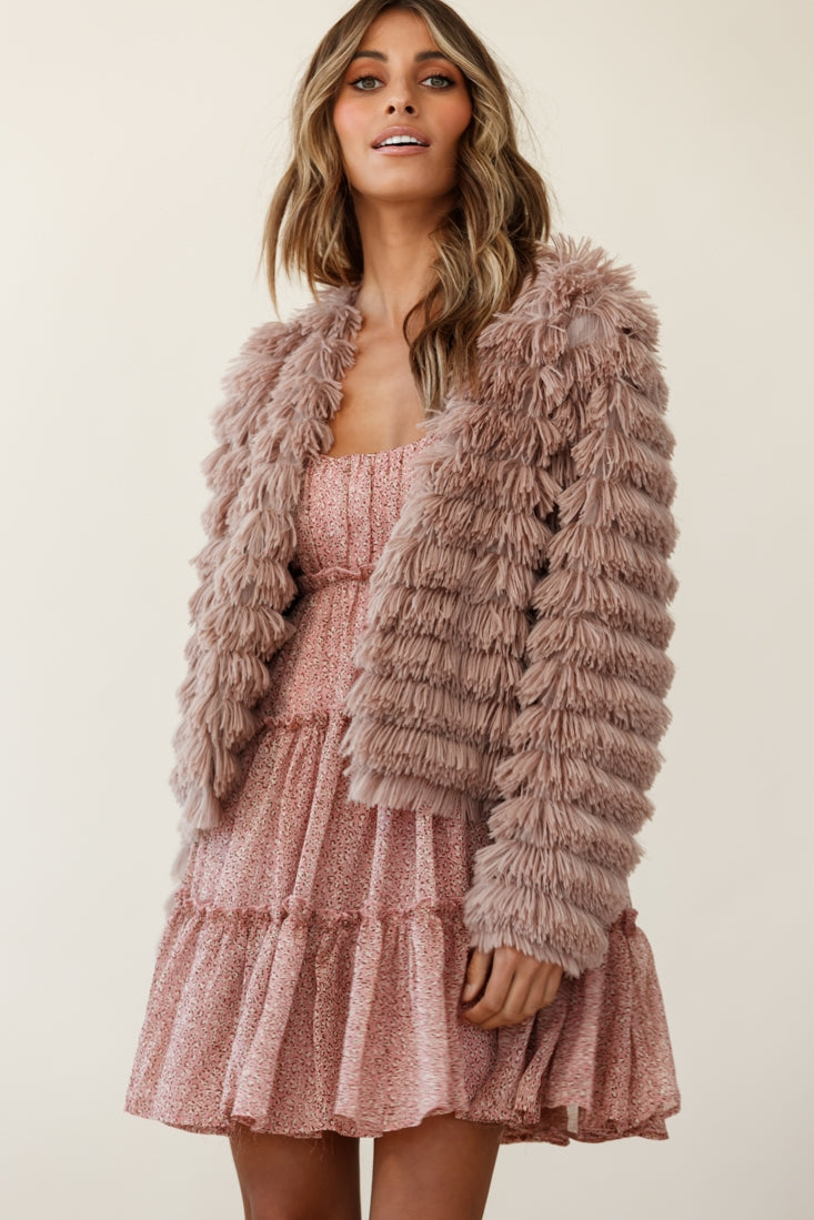 Montana Shaggy Faux Fur Jacket Camel by Selfie Leslie