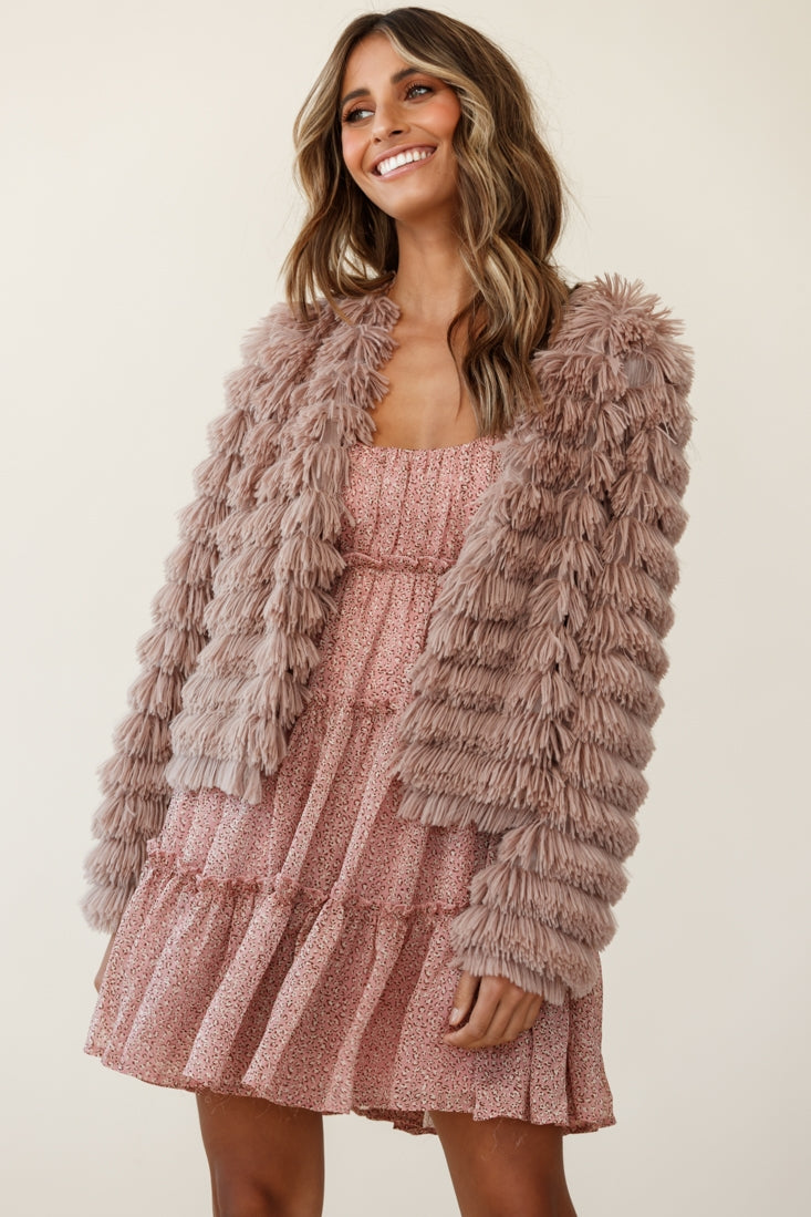 Montana Shaggy Faux Fur Jacket Camel by Selfie Leslie