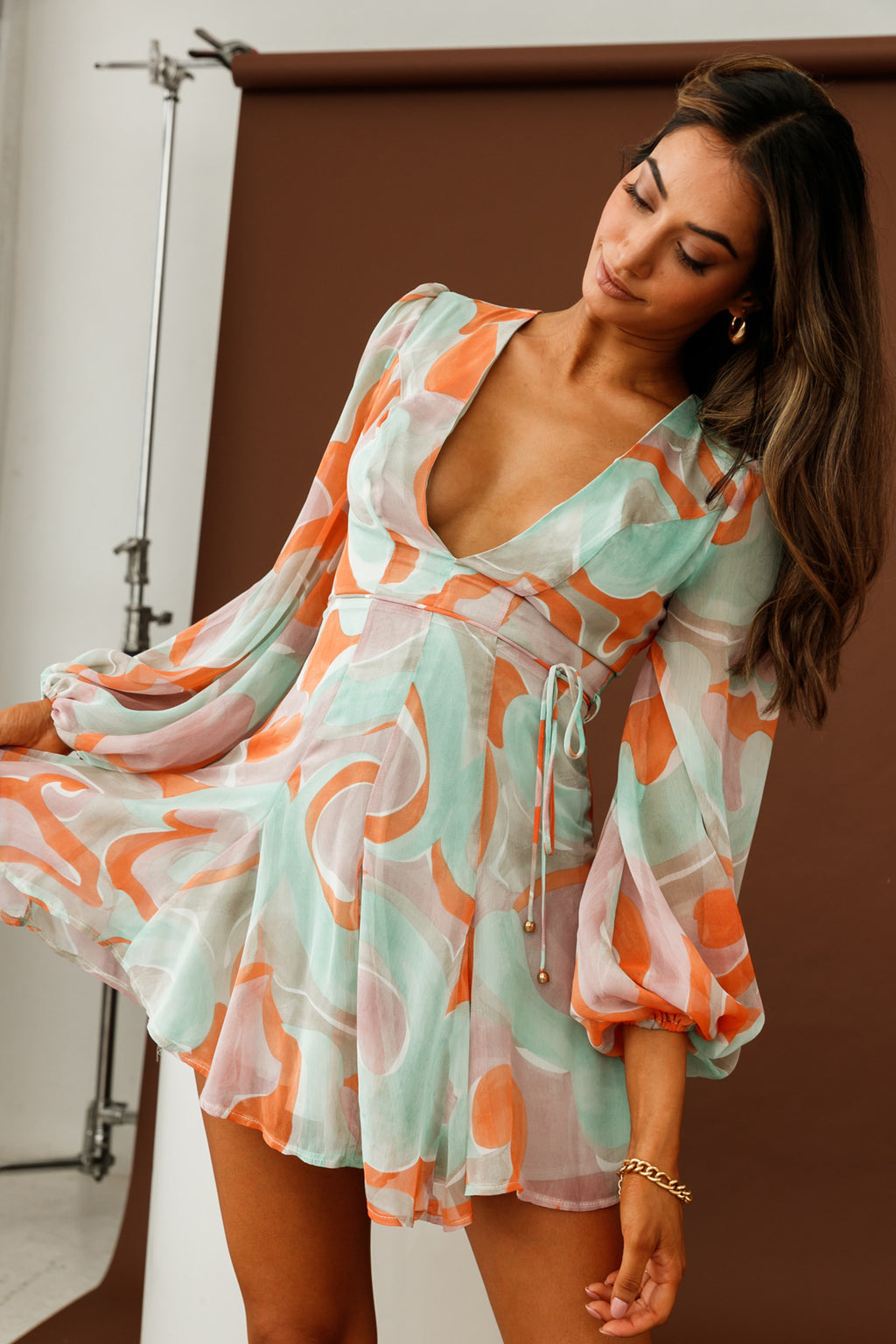 mint and orange dress Orange Print Linen Blend Midi Dress Mint Velvet
