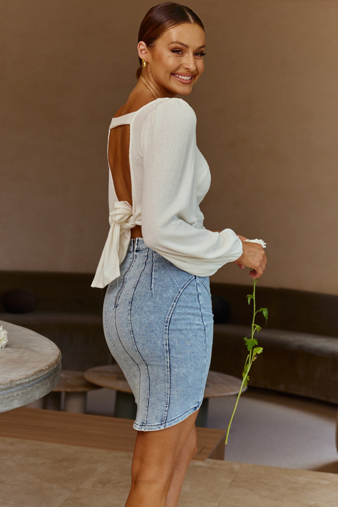 Love Like This Long  Sleeve Open Back Crop Top White by Selfie Leslie