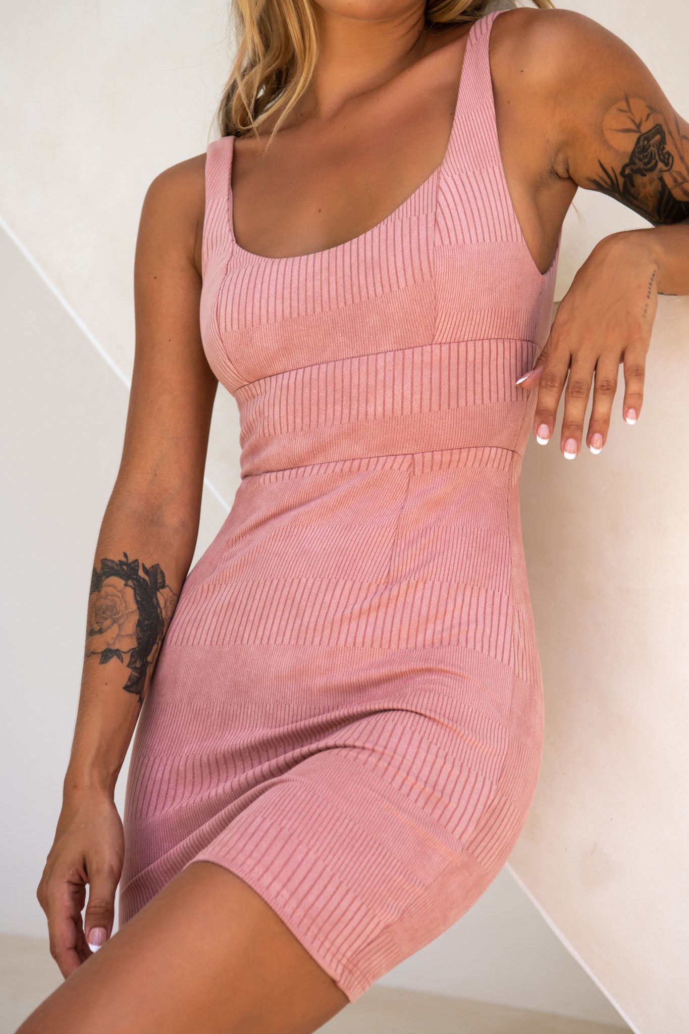 Workin' 9 to 5 Scoop Neck Pencil Dress Mocha