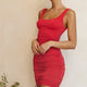 Workin' 9 to 5 Scoop Neck Ruched Side Dress Red