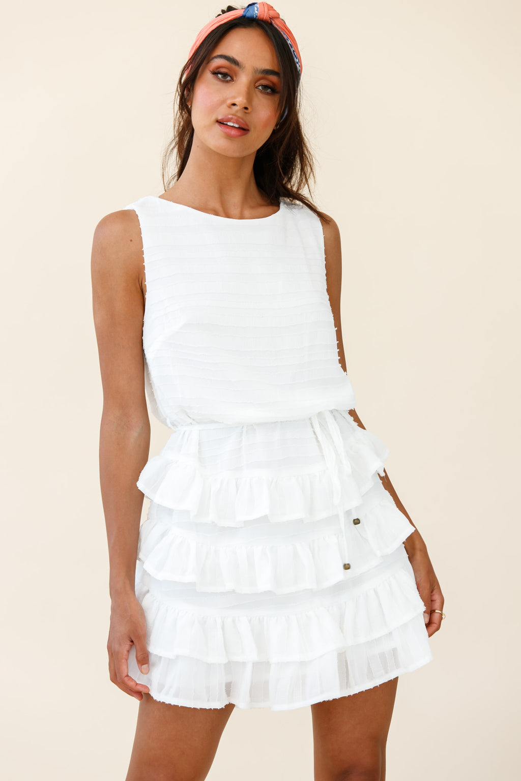 Zayah Sleeveless Layered Frill Dress White by Selfie Leslie