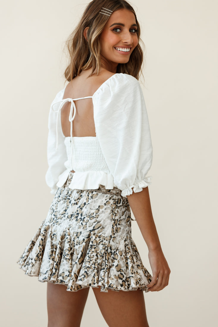 Sweet Dreams Puff Sleeve Bow Detail Crop Top White by Selfie Leslie