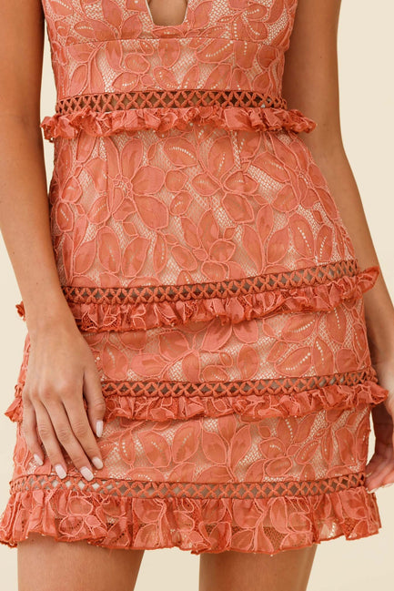 Dear Lover Cami Strap Frill Detail Lace Dress White