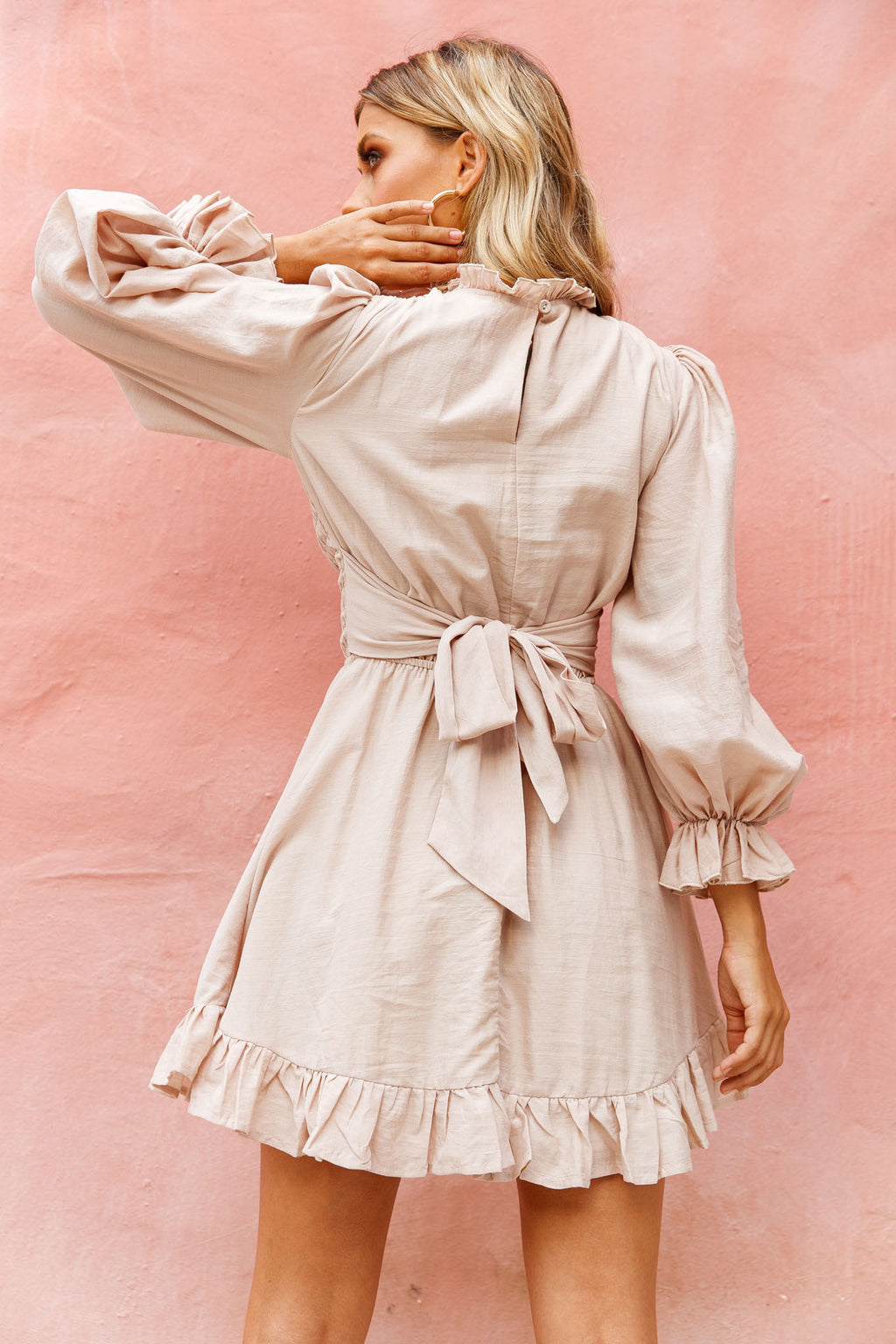 Marianna Long Sleeve Shirred Bust Dress Mocha by Selfie Leslie