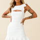 Dinner At 8 Cut-Out Bust Ruffle Shoulder Dress White