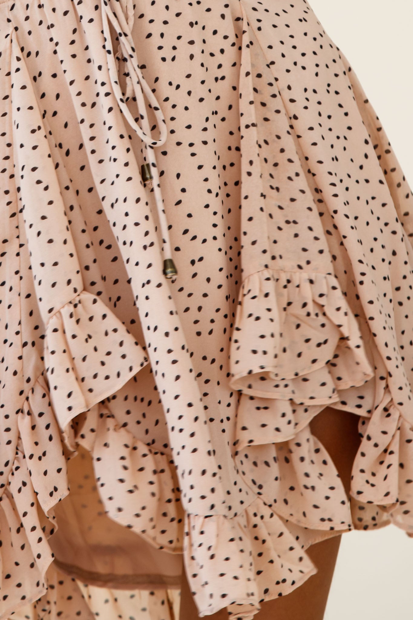 El Cerrito Flared Sleeve Godet Hem Dress Speckle Print Mocha by Selfie Leslie