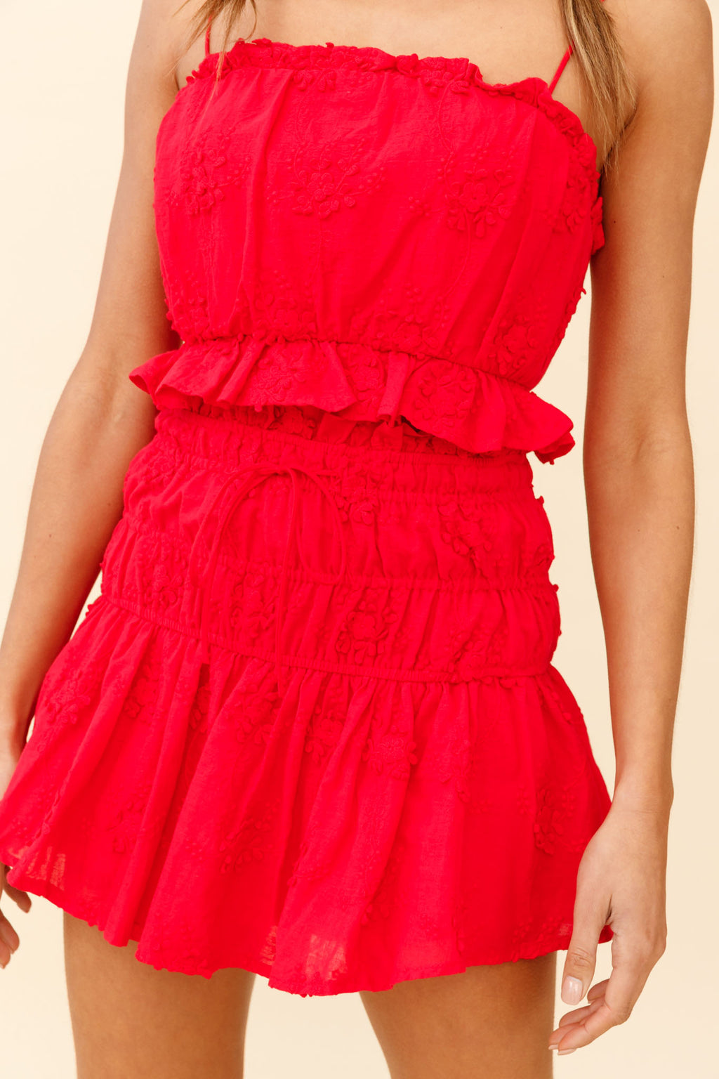 Remember Me Flounce Hem Drawstring Skirt Red by Selfie Leslie