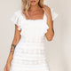 Good Graces Ruffle Shoulder Crochet Insert Dress White