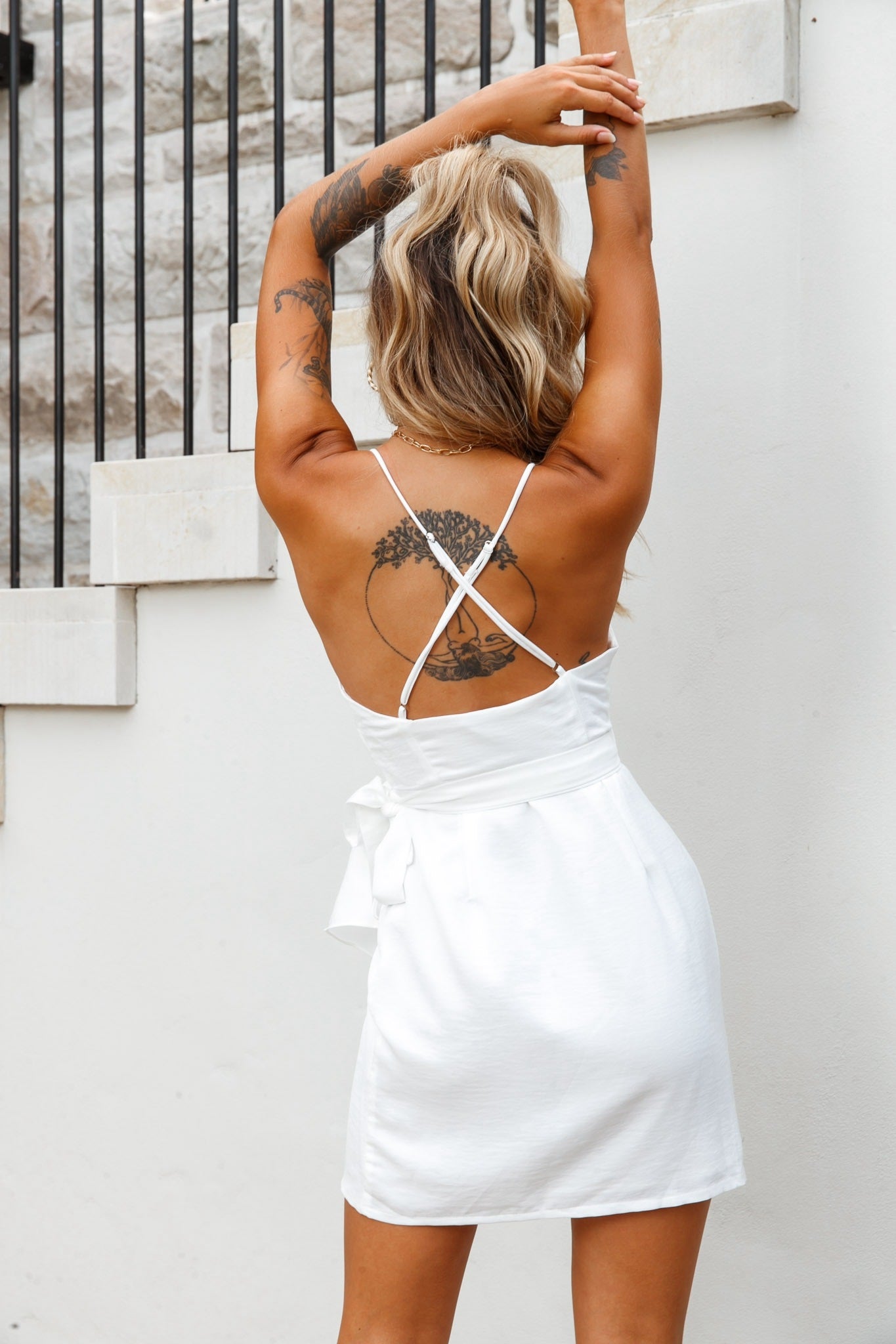 Shop the Medellin Gathered Detail Side-Tie Wrap Dress White