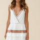 Bali Loose Fit Surplice Neckline Fringe Trim Dress White