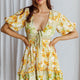 Rosy Tied Bust Mini Dress Floral Apple/Yellow