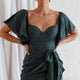 Aphrodite Molded Bust Angel Sleeve Wrap Dress Forest Green