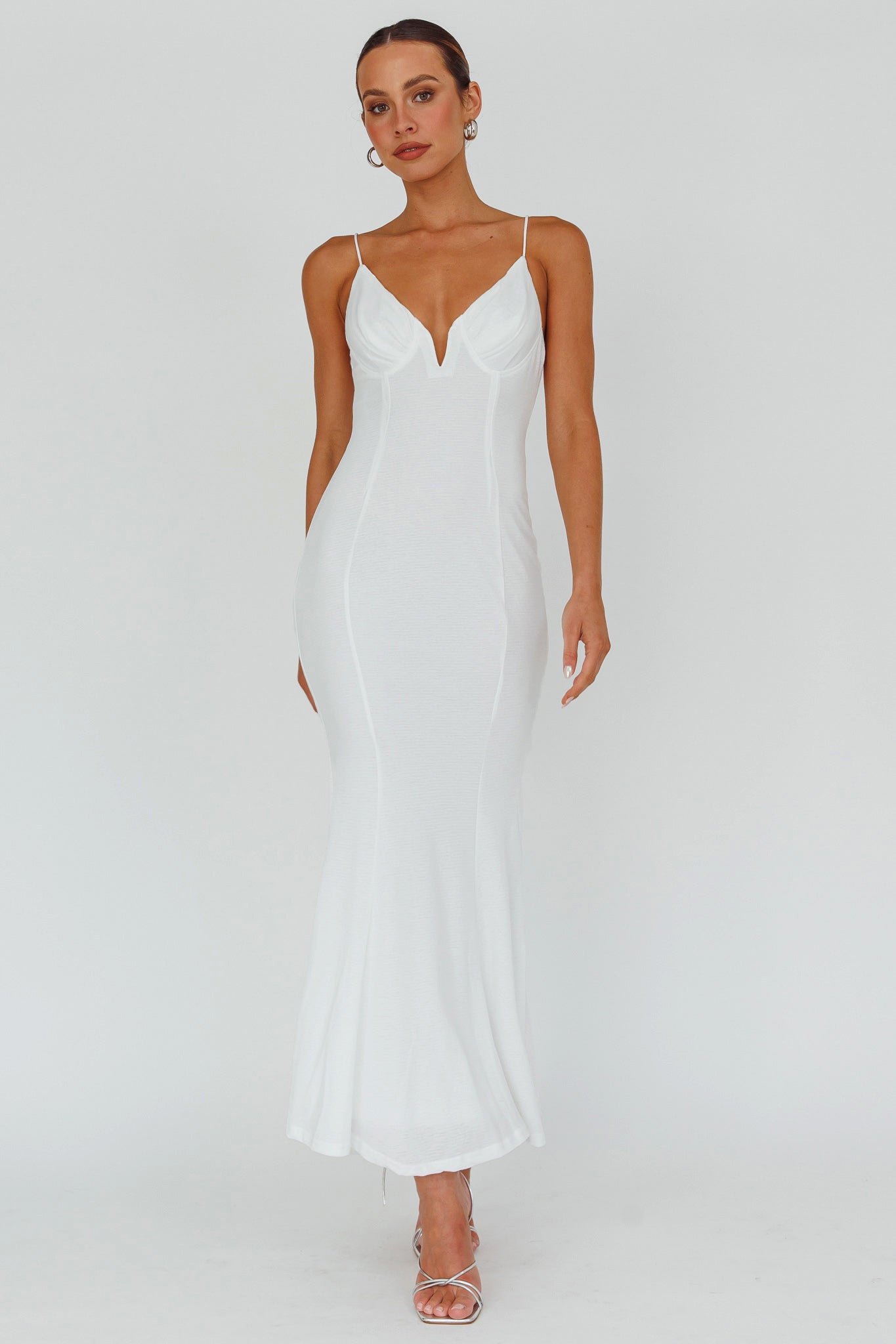 Lake Como Bodycon Maxi Dress White by Selfie Leslie