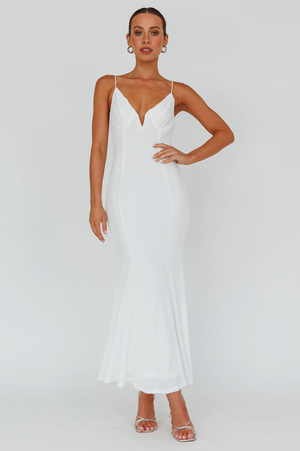 Lake Como Bodycon Maxi Dress White by Selfie Leslie