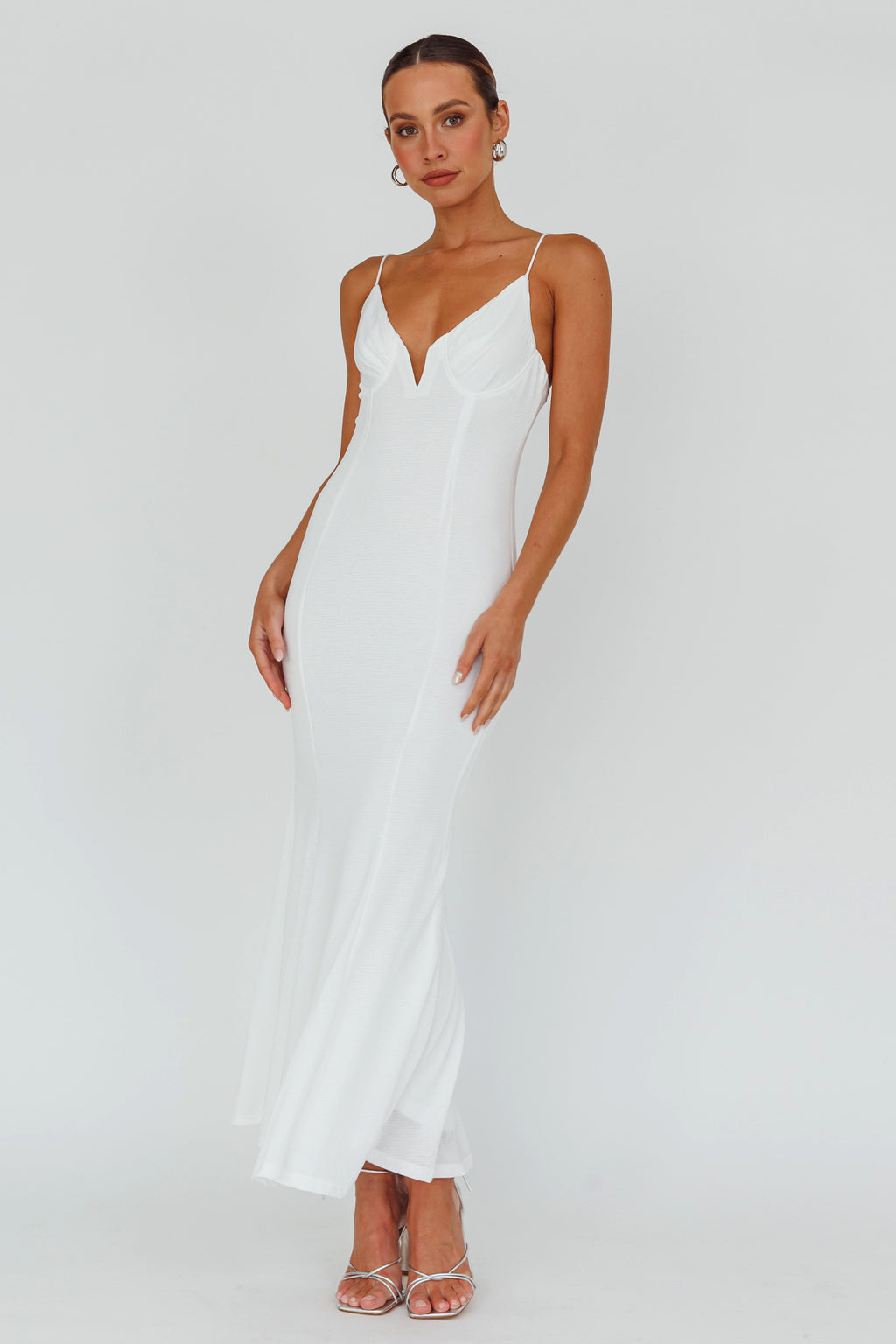 Lake Como Bodycon Maxi Dress White by Selfie Leslie