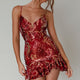 Lake Como Fitted Bodice Sequin Mini Dress Red