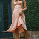 Lake Como Fitted Bodice Cami Strap Midi Dress Peach